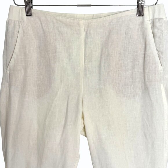 J. Jill Womens Love Linen Pants Size M Off White Ankle Beachy Summer Minimalist - Picture 2 of 11